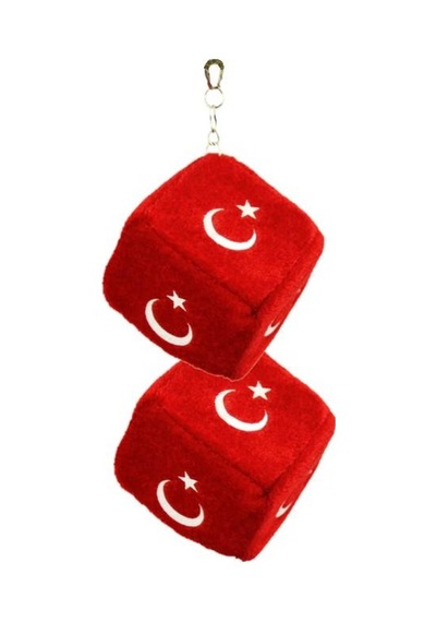 Oto Motto Asmalı Ay Yıldız Bayrak Peluş Zar Küp 2 Adet