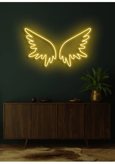 Kanat Figürlü Neon Tabela Sarı