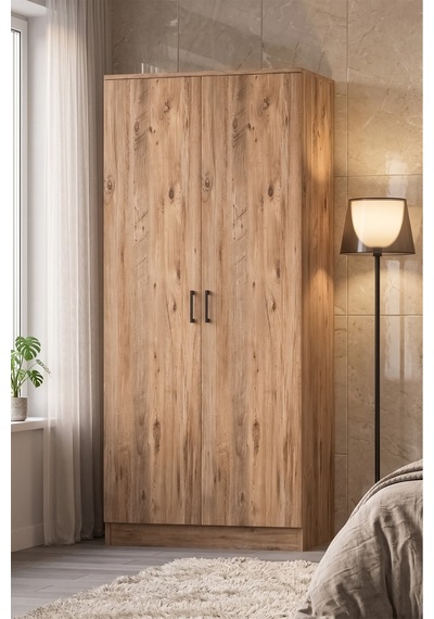 Anka Gardrop Askılı Elbise Dolabı Raflı Elbise Dolabı Çam