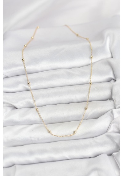 Cm 14k Gold Renk Minik Top Zincirli Kadın Kolye - Altın