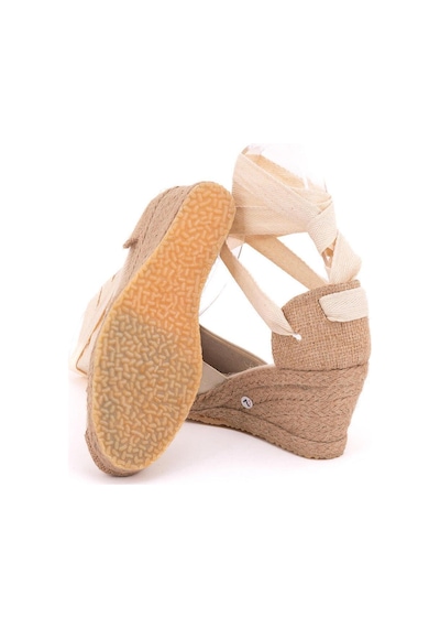 Star Tombis Gerçek Elişi Bej Ipli Dolgu Topuk Keten Espadril Handmade Bej