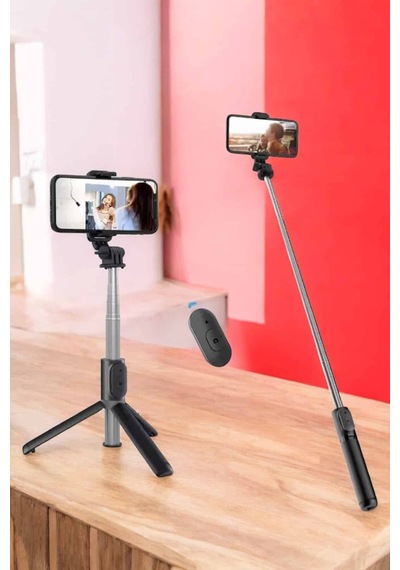 Kumandalı Tripod Telefon Tutucu Selfie Çubuğu 360 Ilkeshop - 45 Derece Dönebilen