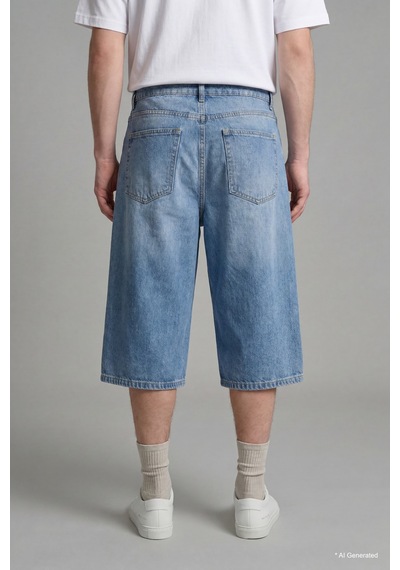 Defacto %100 Pamuk Super Baggy Fıt Mavi Bermuda Jean Şort I3952ax26hsnm28 Mavi-nm28