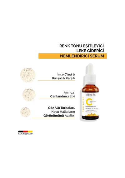 Vitayes Hyaluronic Acid Vitamin C Serum 30 ML + Yeşil Çay Özlü Yüz Yıkama Jeli 150 ML