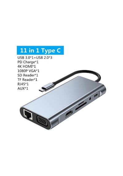 Grc Accessory 11in1 Apple Uyumlu MacBook Pro Air Type-c Hub Dönüştürücü Adaptör Çevirici