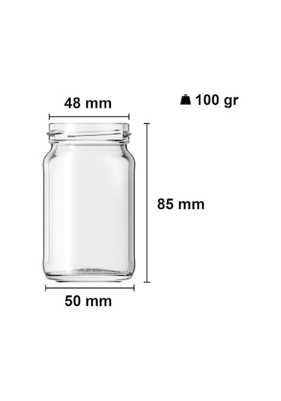 105 Ml Metal Siyah Kapaklı 105 Cc Cam Konserve Kavanoz 48 Adet