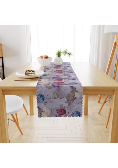 Fırça Desenli Bordo Mor Kadife Dokulu Runner 40x180