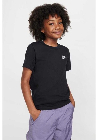 Nike Nsw Tee Futura Lbr Çocuk Spor Tişört Rahat Kesim Fz5177 Siyah-beyaz