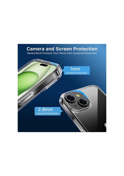 Apple iPhone Uyumlu 15 Plus Kılıf Kamera Korumalı Şeffaf Silikon Kapak Sararmaya Dayanıklı Clear-resistant Kap Çok Renkli