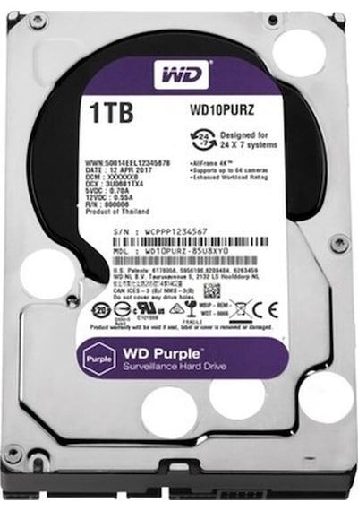 Wd Wd10purz Purple 1tb 64mb Sata3 6gb/s Hdd 7x24 Güvenlik Hard Disk-53620