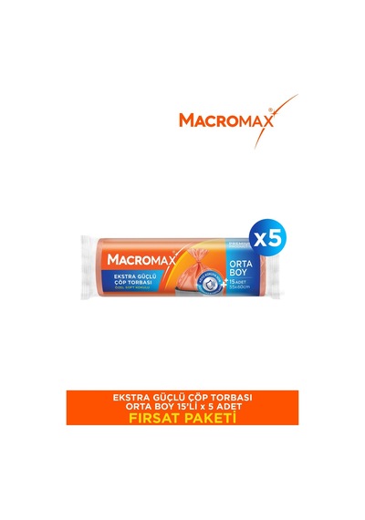 Ekstra Güçlü Çöp Torbası Orta Boy - 15 Li Paket X5