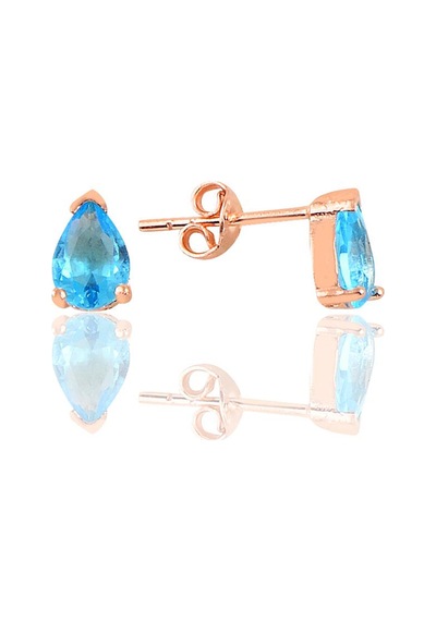 Gümüş Rose Akuamarin Taşlı Damla Küpe N11.47798