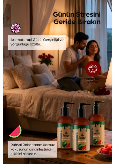 Doğal 3 Adet Karpuz Özlü Duyusal Ve Aromaterapi Yenilir Masaj Yağı 120 Ml - 306302711