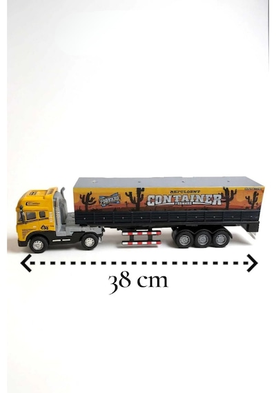 Metal Kabin Işıklı Sesli Konteyner Tır Oyuncağı - 38 Cm Büyük Boy Çek Bırak Kamyon