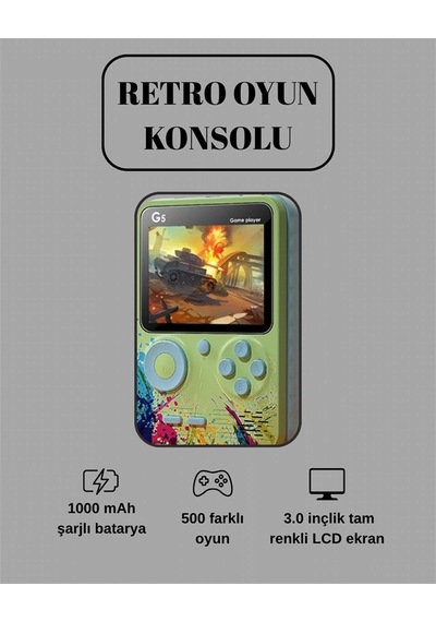 Mey İthalat G5 Game Box Retro Mini Oyun Konsolu - 500 Dahili Oyun