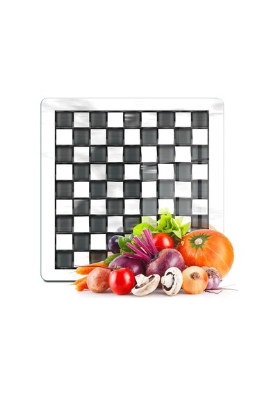 Tr Cam Kesme Tahtası Ve Sunumluk Mackenzie Black White 30x30 Cm Genel