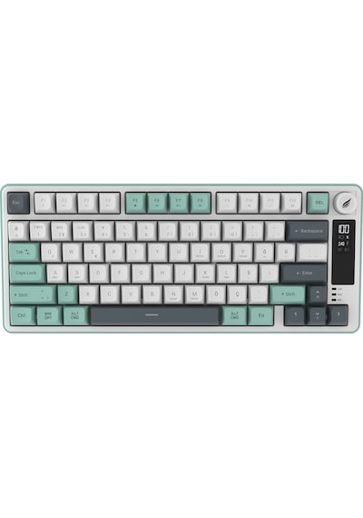 Hawk Gaming Hk255 Membrane Lcd Rgb Kablosuz/bluetooth Gri Yeşil %75 Türkçe Gaming Klavye