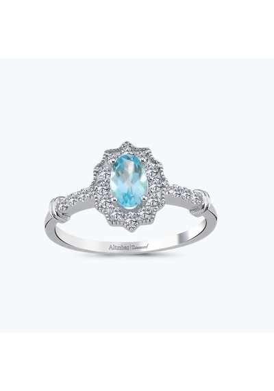 Altınbaş Pırlanta Mavi Topaz Oval Yüzük Pnf001skt-14k