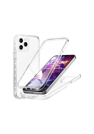 Apple Uyumlu Adige iPhone Uyumlu 12 Pro Uyumlu Kılıf Ön Arka 360 Koruma Arka Sert Mika Ön Silikon Şeffaf -