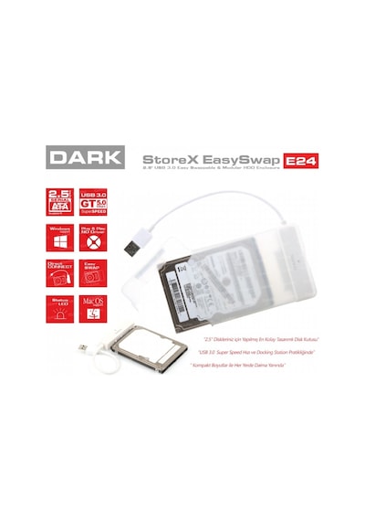 DARK DK-AC-DSE24U3 STOREX E24 2.5" USB 3.0 SATA ÇIKARILABİLİR BAŞ