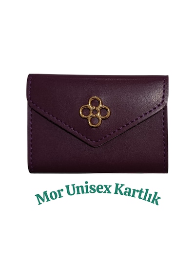 Organıcyou Quanzhou Unısex Akordiyon Çıtçıt Kapamalı 10 Bölmeli Kartlık Mor