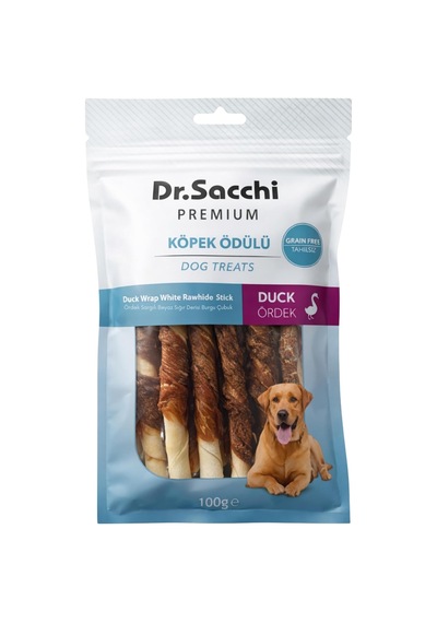 Dr.sacchi Premium Ördek Sargılı Beyaz Sığır Derisi Burgu Çubuk Tahılsız Köpek Ödülü 5" 9-11 Gr 10'lu