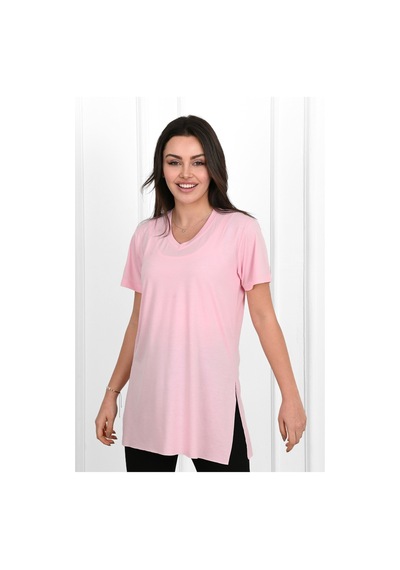 Kadın V Yaka Yırtmaçlı T-shirt 8783-22 001