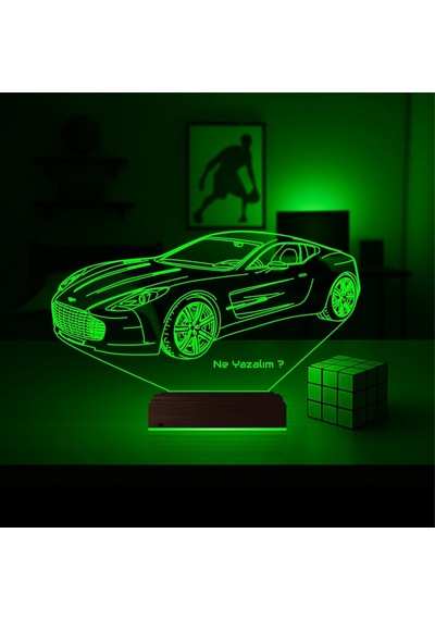 Luvivia Spor Araba Aston Martin Tasarım Kişiye Özel 3d Lamba - Masa Gece Lambası Şeffaf