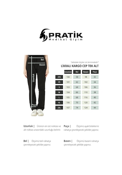 Lacivert Likralı Kargo Cep Doktor Hemşire Forması Tek Alt Unisex