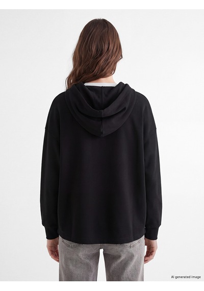 Lcw Modest Siyah Soft Touch Kadın Fermuarlı Sweatshirt