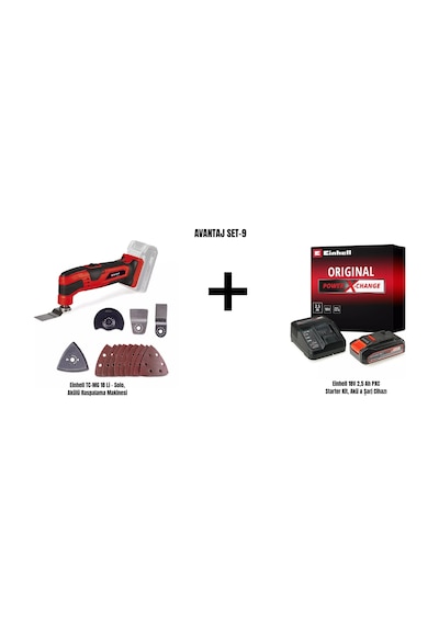 Einhell Set-9 Einhell Tc-mg 18 Li Akülü Raspalama Makinesi+einhell 18v 2,5 Ah Pxc Starter Kit, Akü & Şarj Cihazı