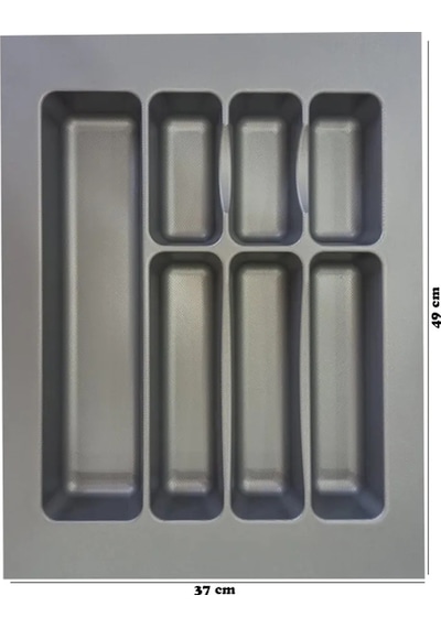 2'li Set 37x49 Cm Mutfak Çekmece Içi Düzenleyici Kesilebilir Kepçelik & Kaşıklık 37x49 Gri