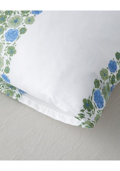 English Home Forest Blossom Kolay Ütülenir 2'li Yastık Kılıfı 50x70 Cm Mavi - Yeşil