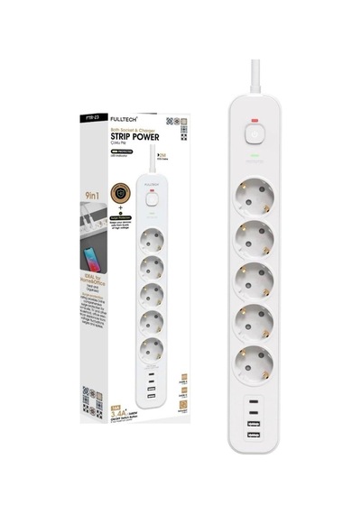 Çeşithane Akım Korumalı 5 Li Priz 5 Fiş Girişi + 2 Usb + 2 Type-c Çıkış Aşırı Akım Koruması 2 2