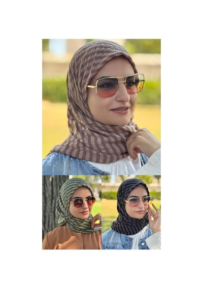 Aldaıyr 3 Adet - Jakarlı Caz Eşarp 120 X120 Pamuk Çok Renklig03-4