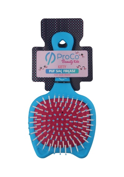 Beauty Kids Kitty Puf Açma Tarama Saç Fırçası Mavi