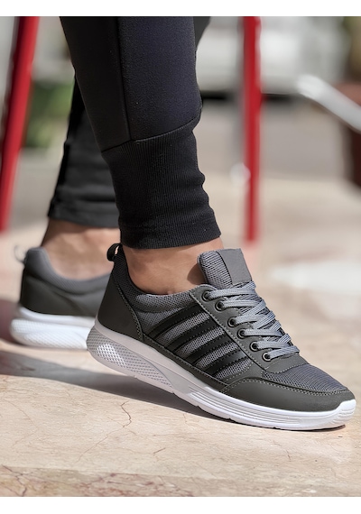Ghattix 4 Çizgili Erkek Sneaker Ayakkabı - Füme