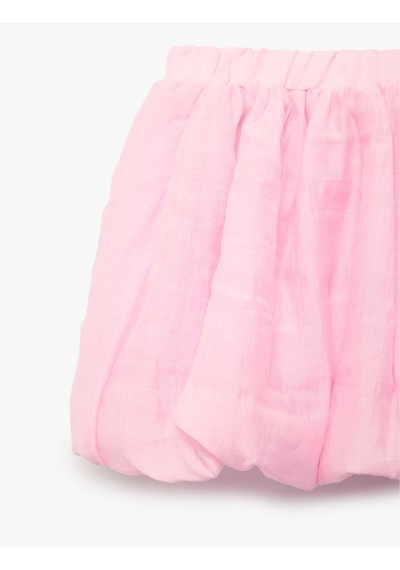Koton Beli Lastikli Pamuk Ve Keten Karışımlı Balon Etek Pembe 6skg70193aw Gül