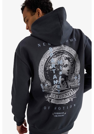 Defacto Boxy Fit Kapüşonlu Baskılı Sweatshirt F2109ax25auar206 Antrasit-ar206
