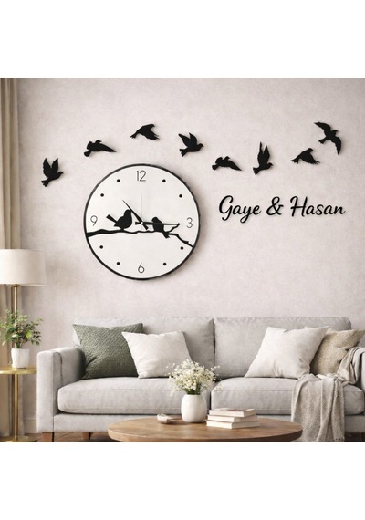 Duvar Saati 40 Cm Kuş 8 Adettir Şık Ve Modern Kişiye Özel No 10019 Çok Renkli