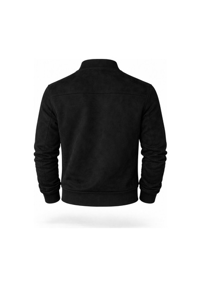Premium Slim Fit Bomber Kolej Deri Ceket Siyah