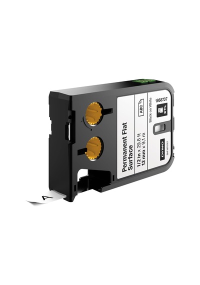 Dymo Xtl, Sabit Polyester Düz Yüzey 12 Mm X 9,1 Mt , Beyaz/siyah Diğer