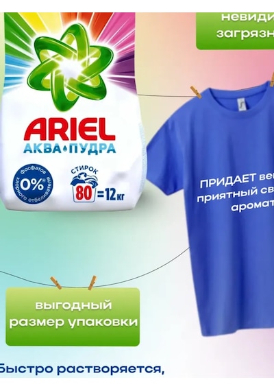 Ariel Renkli Çamaşırlar İçin Otomatik Çamaşır Deterjanı 12 KG
