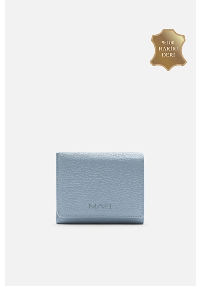 Mafi Magnetic Hakiki Deri Mıknatıslı Unisex Cüzdan Zarif Ve Güvenli Tasarım Buz Mavi