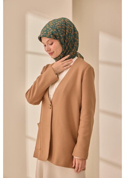 Silk Home Aura Eşarp 140005-13 Zümrüt Yeşili, Sütlü Kahve, Beyaz
