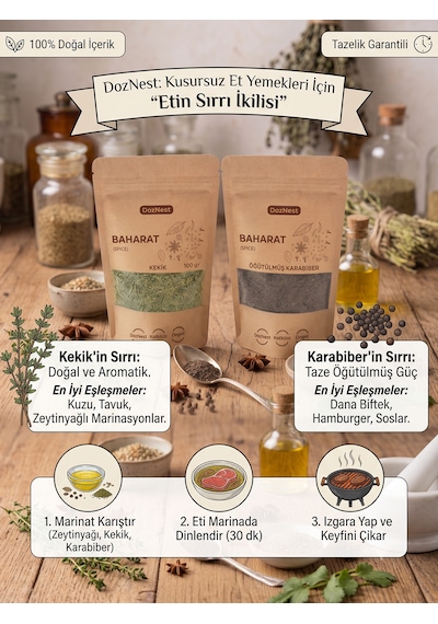 Doznest Etin Sırrı İkilisi: Kekik 100 Gr Ve Öğütülmüş Karabiber 100 Gr