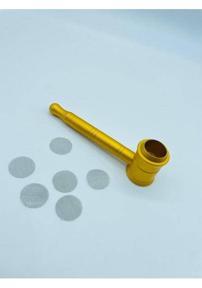 Alcan Metal Pipo Sarı 2 Parça Süzgeçli Pipe 10 CM