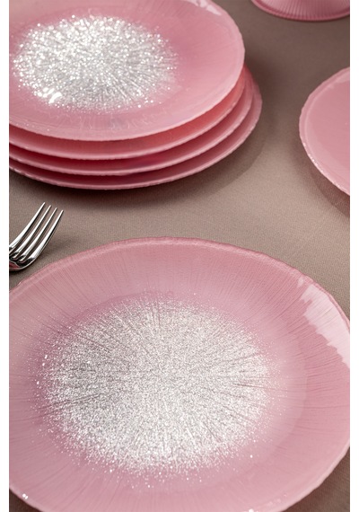 Emsan Pastel 7 Parça Cam Pasta / Tatlı Seti Pembe Pembe