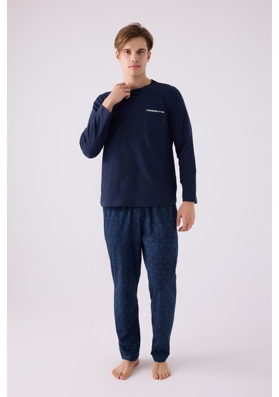 Arnetta 3146 Erkek Mornig Vibes Lacivert Uzun Kol Pijama Takım 001