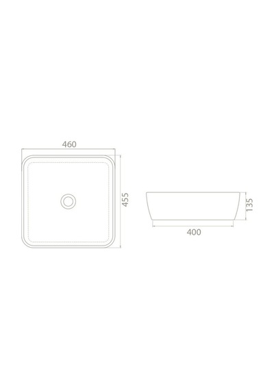 Turkuaz Seramik Cerastyle One Kare Çanak Tezgahüstü Lavabo 46CM